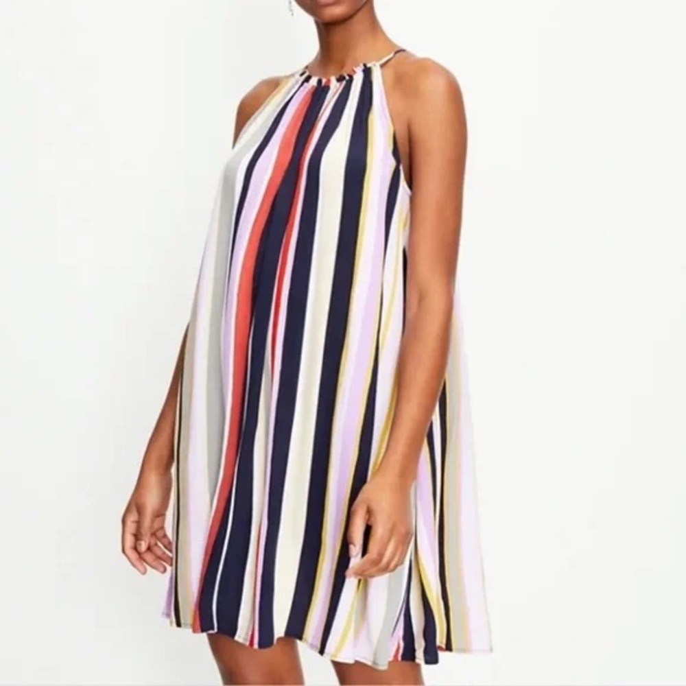 LOFT Striped Halter Pocket Swing Dress NWT Women’s Size Small 566214